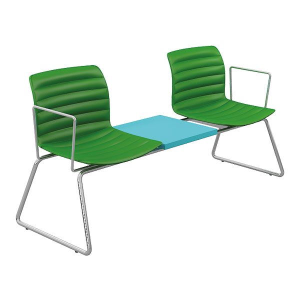 Lena Krom Kollu Krom Ayaklı Sehpalı Döşemeli Proje Koltukları