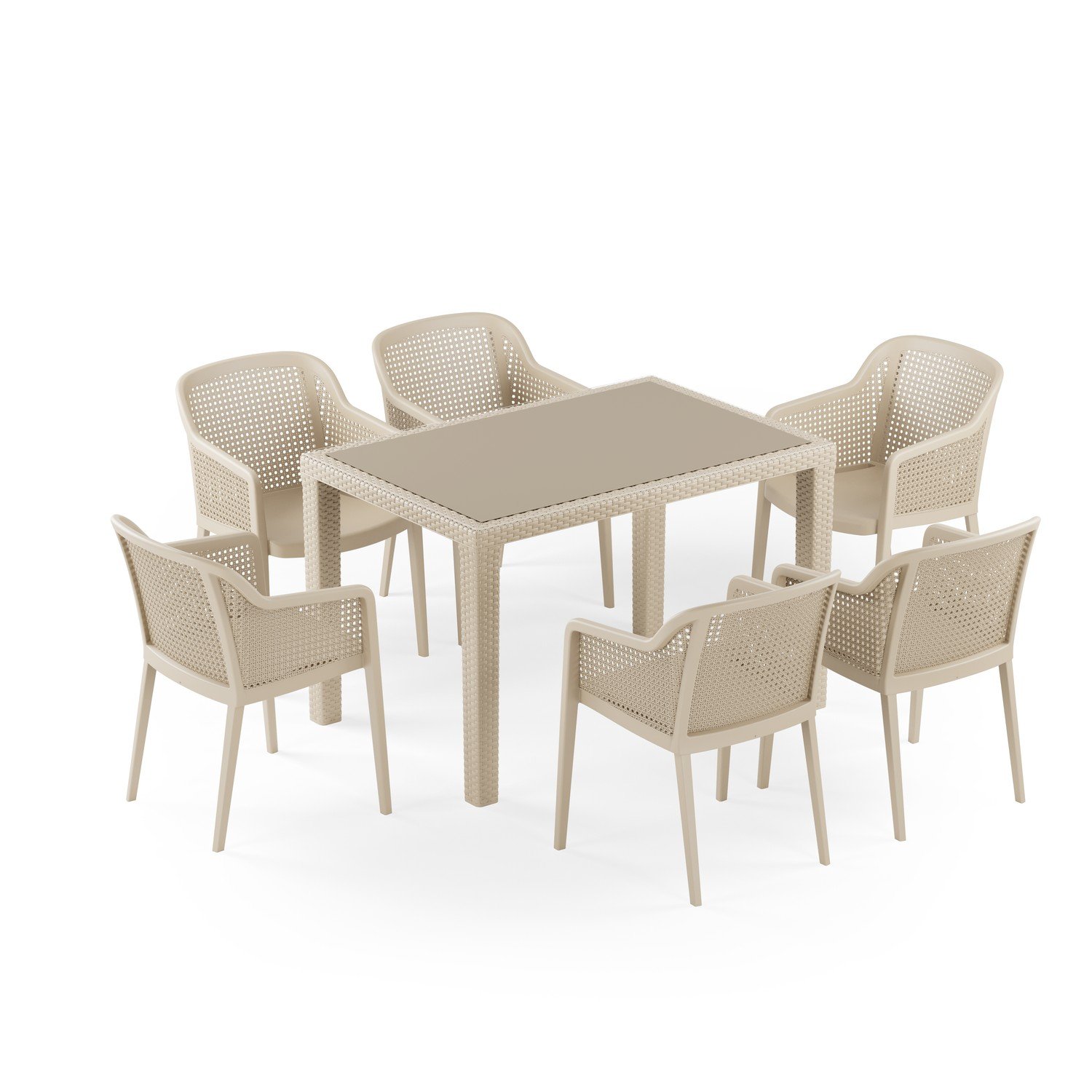 Antares 80X120 Octa 6 Kişilik Rattan Masa Takımı