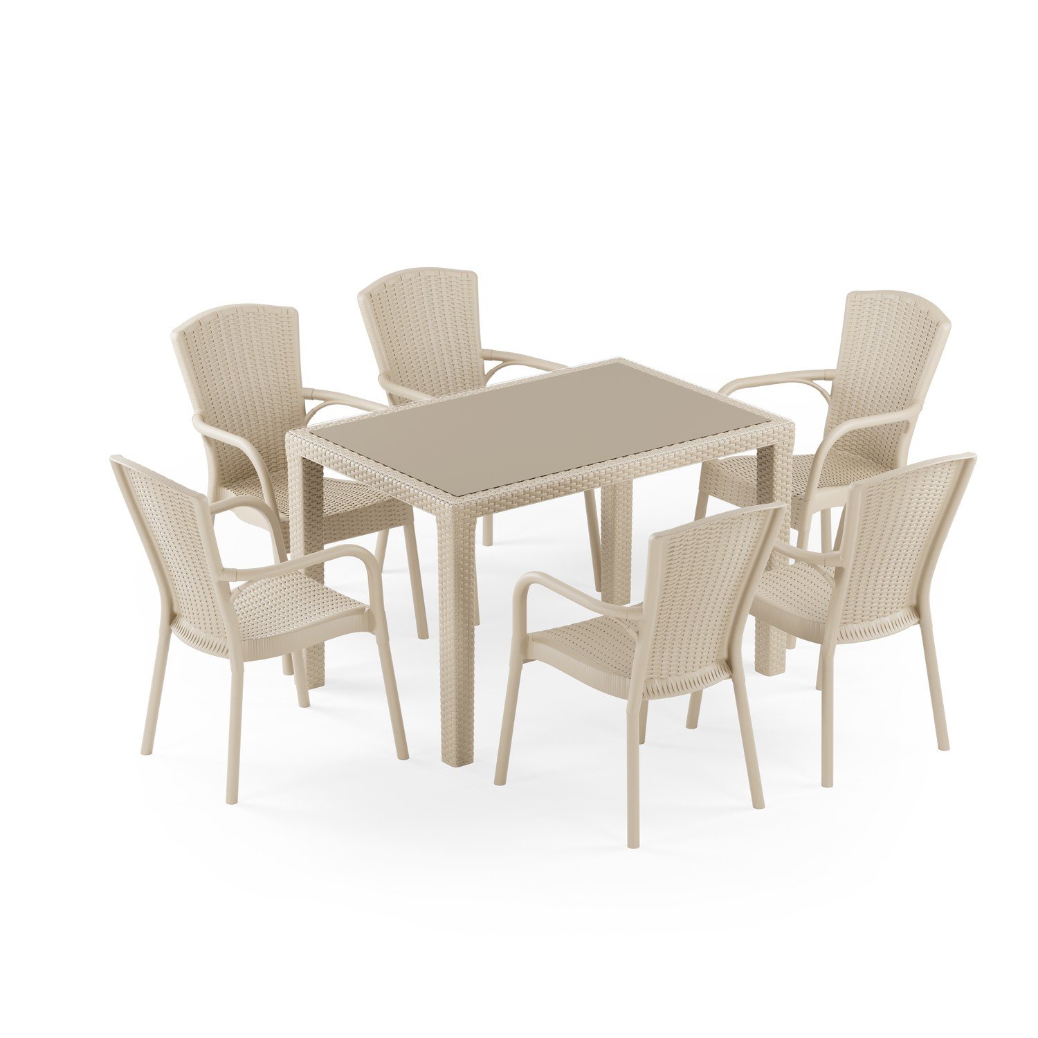 Antares 80X120 Royal 6 Kişilik Rattan Masa Takımı